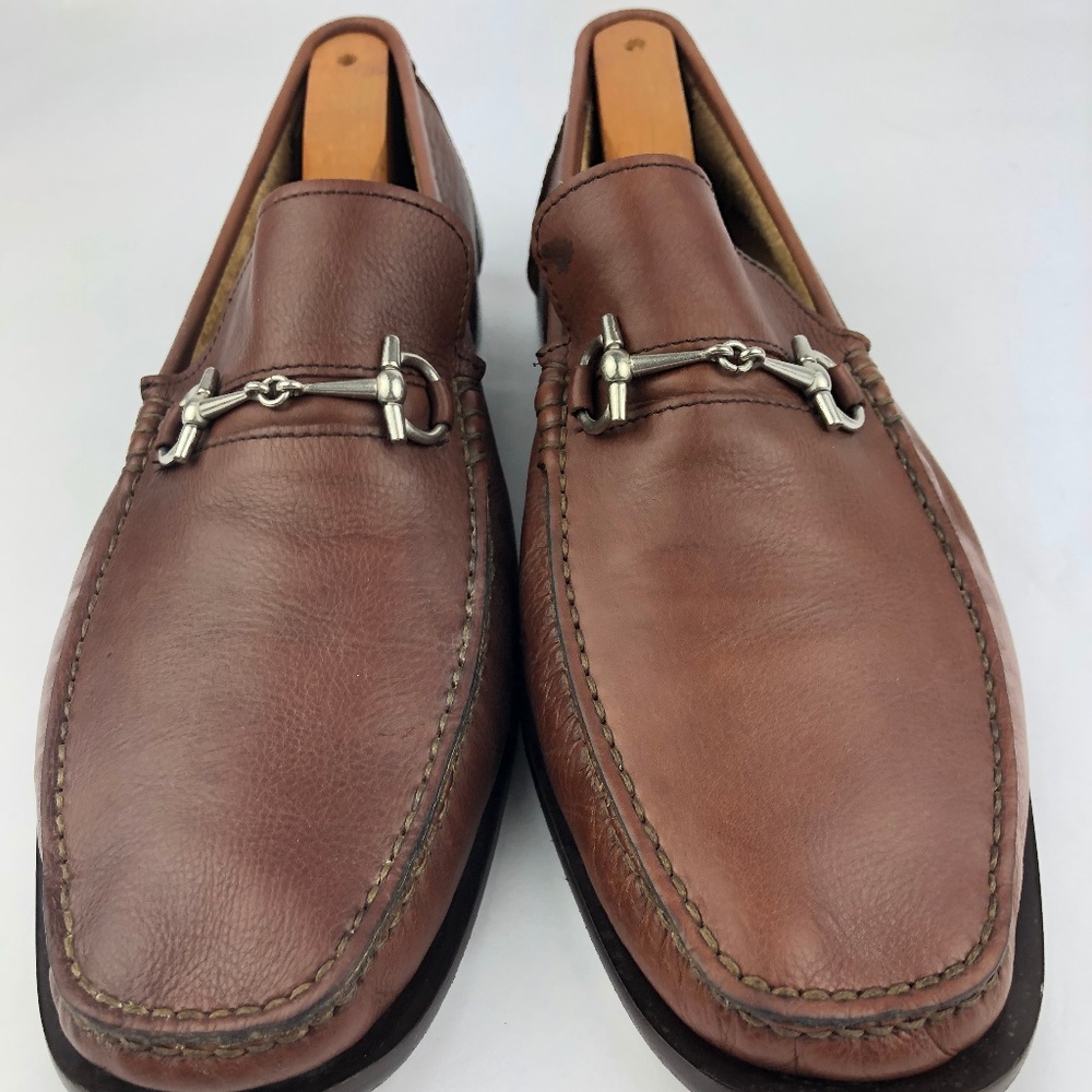 BARIONI SZ 9.5 Fine Soft Pebbled tan Leather loafe